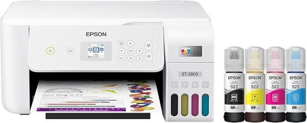 Epson EcoTank ET-2803 Wireless Color All-in-One Cartridge-Free Supertank Printer with Scan